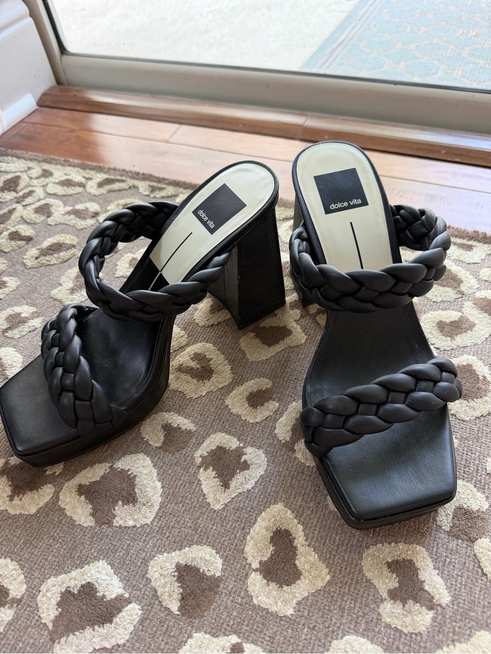 WORN ONCE Dolce Vita Black Braided Block Heel Sandals Size 8.5